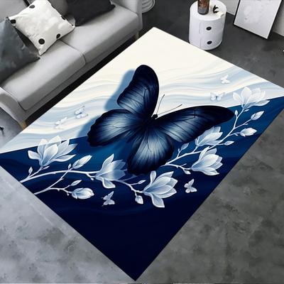 2025 New Blue Butterfly Carpet Rug for Living Room Bedroom Home Sofa Decoration,Kids Play Non-slip Floor Mat