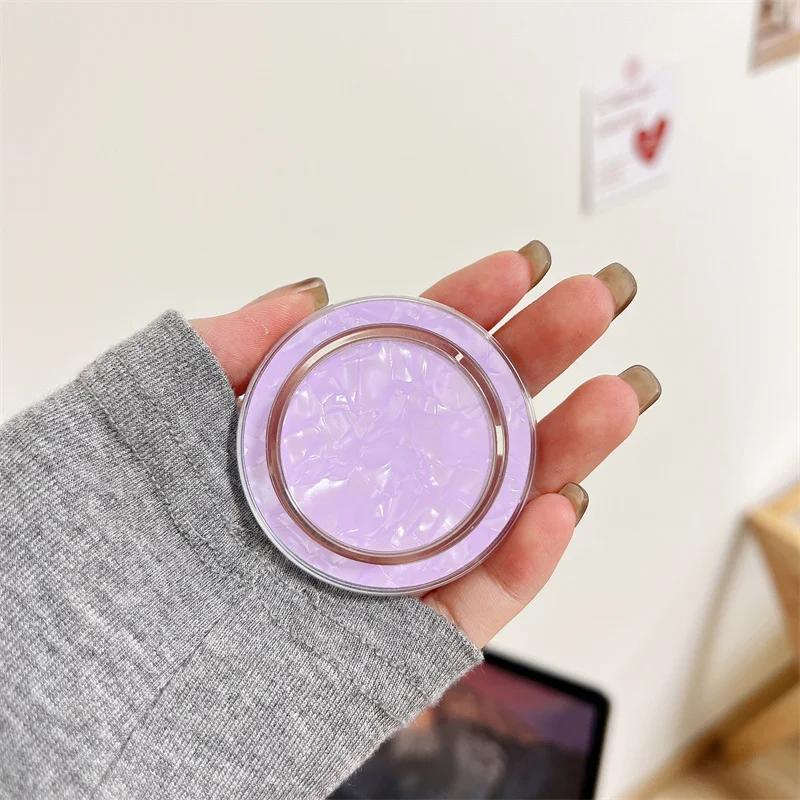 Luxury Shinny Shell for Magsafe Magnetic Phone Grip Bracket Stand Holder Finger Ring Seashell Pattern Case Cover Back Support