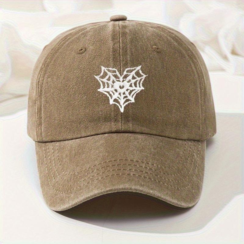Spider Web Embroidered Knitted Hat, Outdoor Versatile Hip-hop Hat, Retro Washed Casual Hat, Adjustable and Versatile