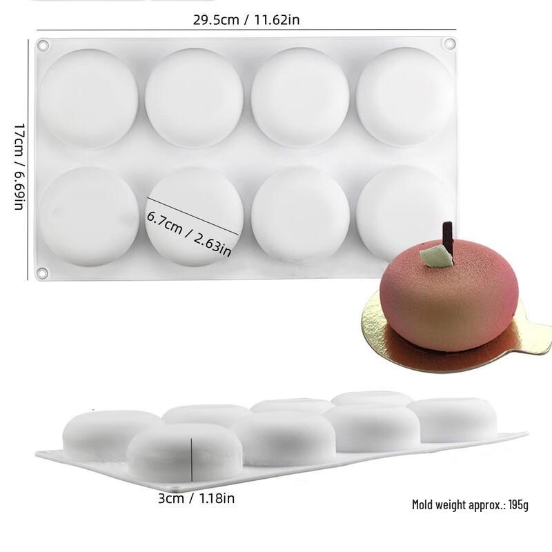 8-Cavity Heart Silicone Mousse Cake Mold