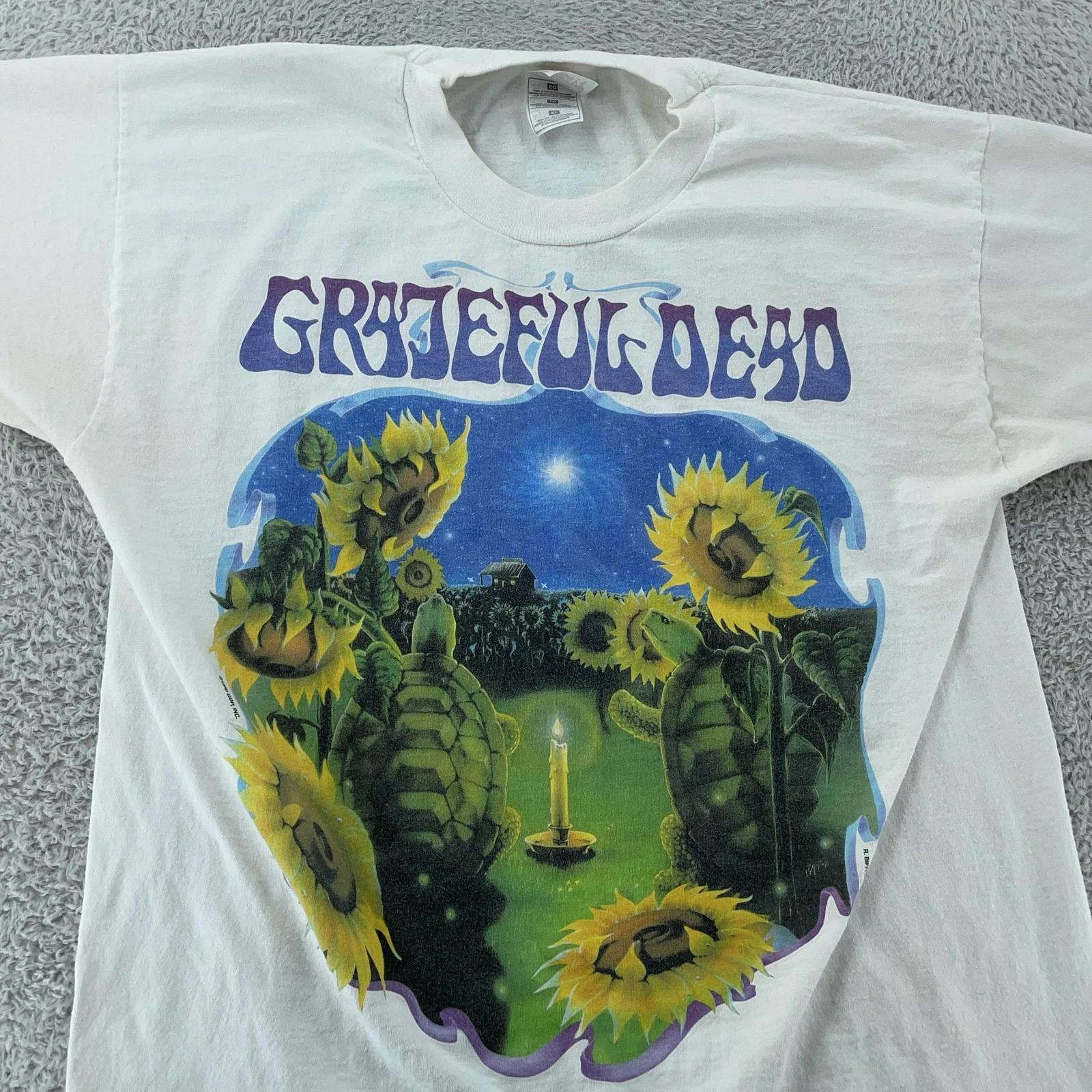 Vintage Grateful Dead Shirt Mens L White Sunflower Terrapin Station Rock USA 90s L