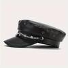 JYL TS DIY Leather Military Cap Metal Badge Navy Hat Faux Leather