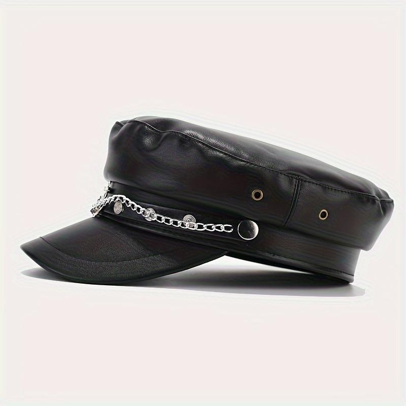 JYL TS DIY Leather Military Cap Metal Badge Navy Hat Faux Leather