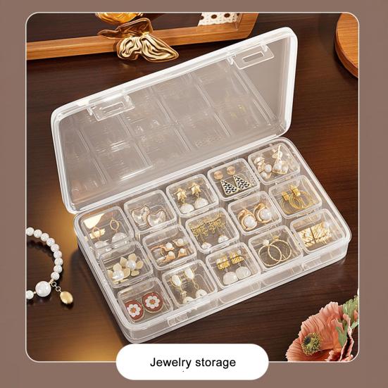 Multifunctional Storage Box, with Flip-Top Airtight Dust-Proof Design, Transparent Contains Independent Small Box Storage Case, for Jewelry Rings