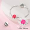 Charms Original Copper Plated Romantic Red Roses Beads Fit Bracelet Diy Fine Gift Women Delicate Jewelry Accessory