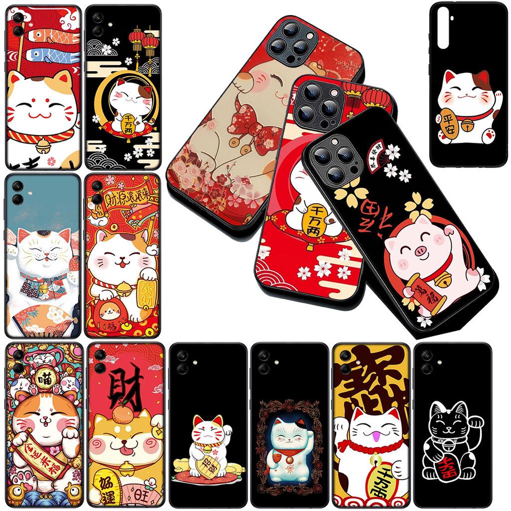 Protective Cover for Samsung Galaxy S20 S22 S21 FE Ultra Plus A07 A17 A15 A16 A25 A57 A37 Casing Phone Case Lucky Money Cat