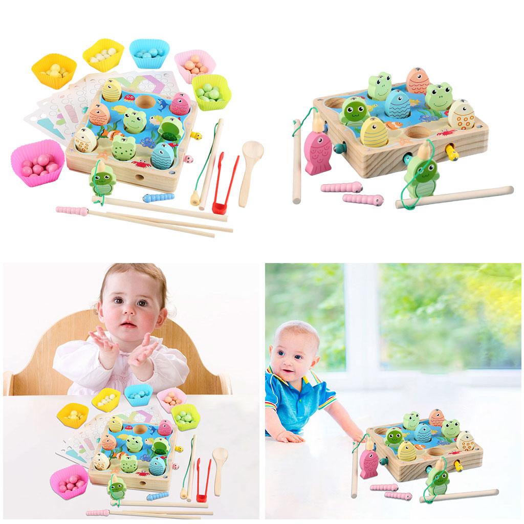 Wood Magnetic Fishing Game Memory Development Multicolor for Boys Girls Children