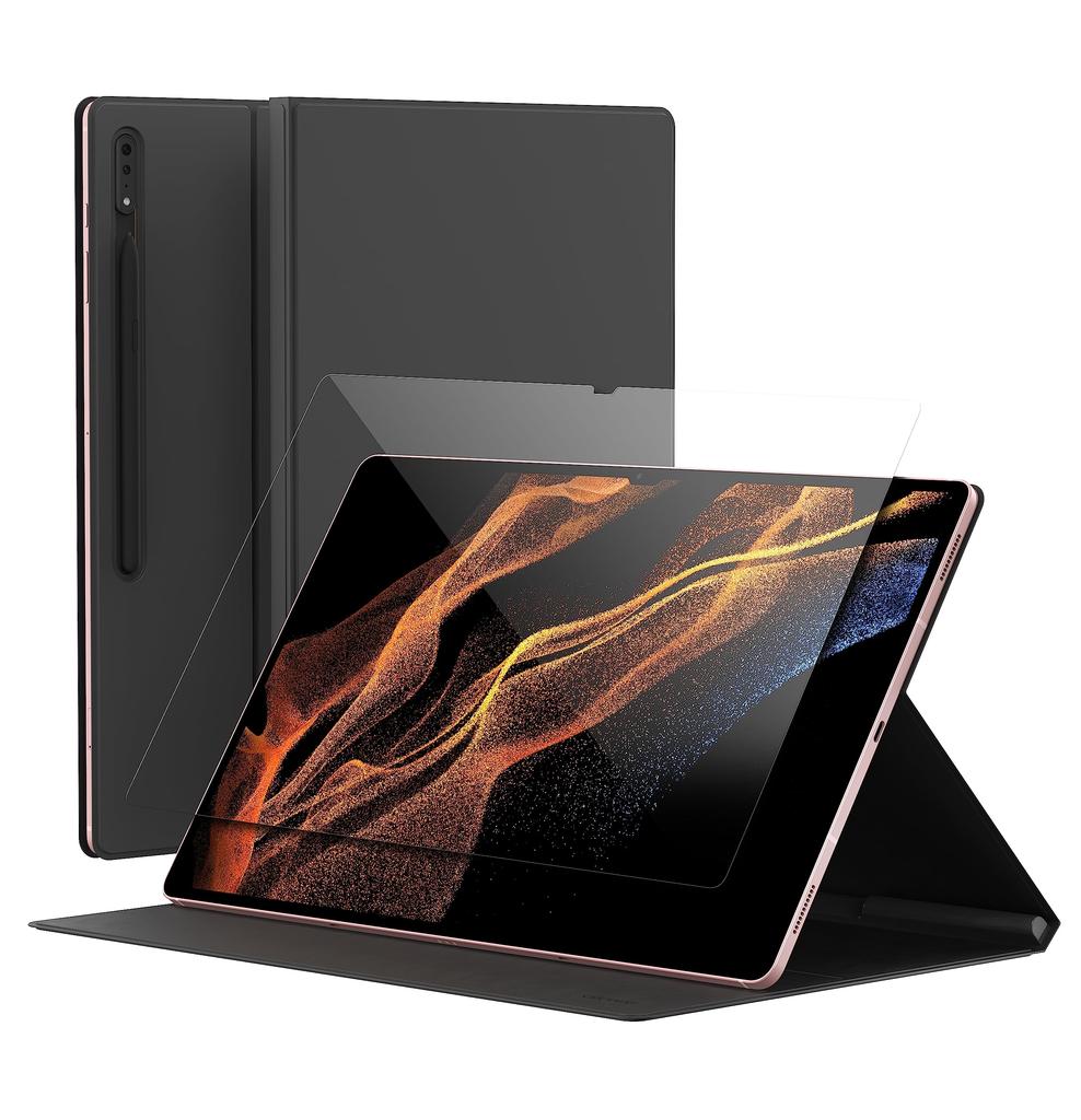 Araree Galaxy Tab S8 Ultra Case Tempered Glass Shockproof and PU Leather Cover with S Pen S Pen Magnetic Tablet Case with Galaxy Tab S8 Ultra and