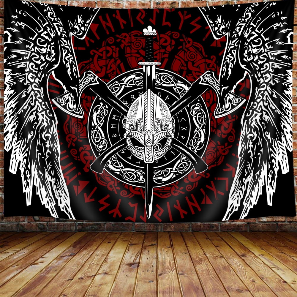 

Viking Warrior Tapestry Intricate Tribal Design Perfect for Bedroom or Living Area Decor Large Wall Hanging Artwork 74x94cm(29x37in)