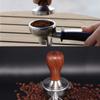 Tamper na kávu Espresso, Premium Espresso Coffee Powder Bean Tamper Kladivo Nerezová plochá základna, dřevěná rukojeť, 51 mm/53 mm/58 mm