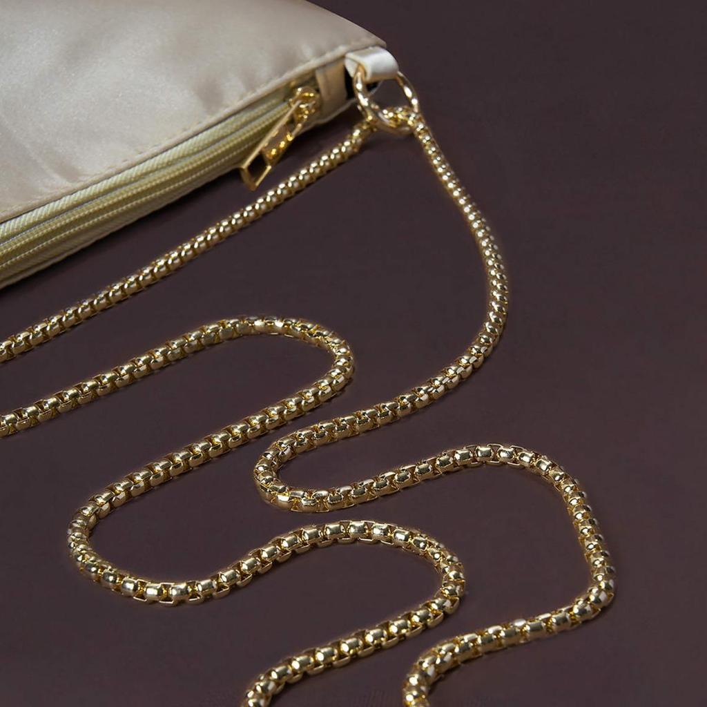 Borsa Sottobraccio da Donna in Raso con Catena - Elegante Pochette da Festa e Cena