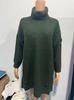 Women's Irregular Hem High Neck Pullover Long Sleeve Knit Sweater