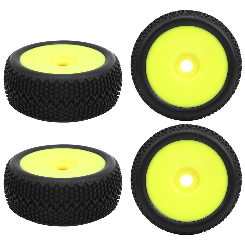 4pcs RC Car Tires Yellow Wheel Frame Rubber Tires Accessory Upgrade Parts for 1 8 RC Car Model