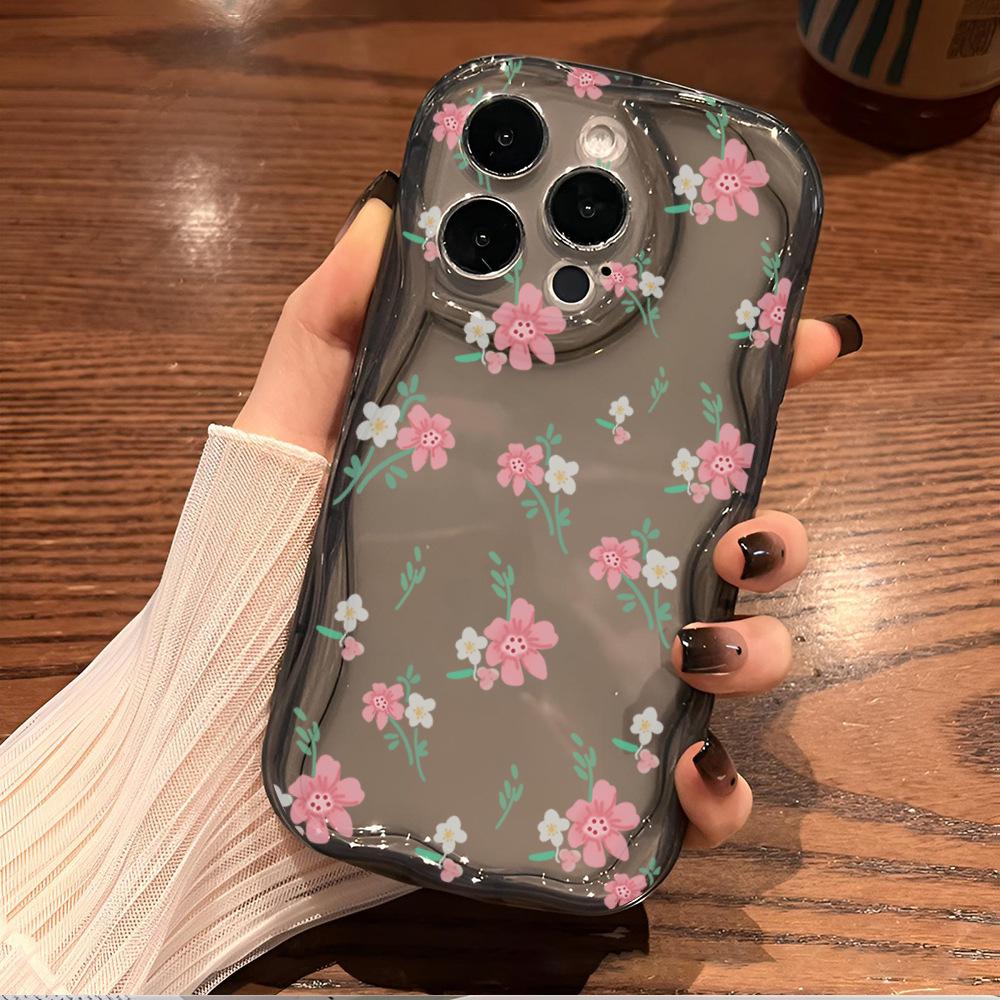 Summer new ins wind small fresh powder floral mobile phone case Apple 16Pro anti-drop protective case iPhone15pm
