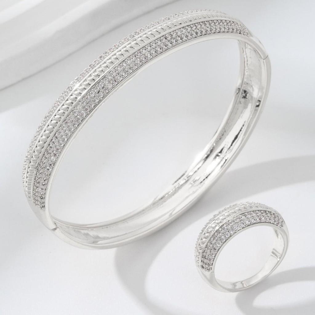 Chic European-American Rhinestone Bracelet & Ring Set: Versatile Creative Design