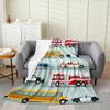 Cartoon Fire Engine Digital-printed Polyester Bedroom Velvet Flannel Cover Blanket Fleece Soft Sofa Cover Blankets for Beds