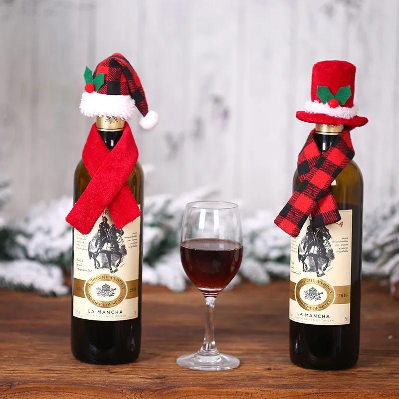 Festival Wine Bottle Cover Merry Christmas Decoration for Home Red Wine Bottle Bag Xmas New Year Dinner Table Decor Navidad