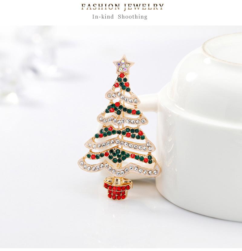 Women Christmas Tree Brooch Crystal Inlaid Breastpin Top Decoration Jewelry for Ladies