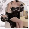Women's Satin Lace Sheer Low Cut V Neck Padded Sleep Dress with Robe Lounge Set