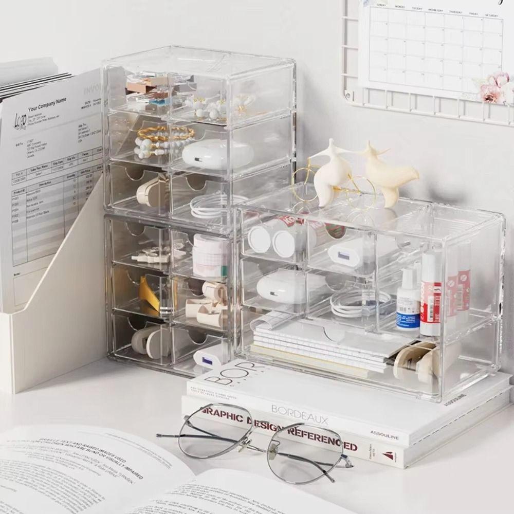 Clear Makeup Storage Drawers Large-capacity Cabinet Desktop Organizer Bathroom