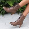 Fashion Autumn New Lace Up Ladies High Heel Shoes Strange Steampunk Boot Victorian Ankle Boots Women Pointed Toe Thick Soled Short Boots