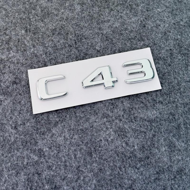 3D ABS Glossy Black Logo C43 Embelm Letters BITURBO 4MATIC Badge AMG Sticker For Mercedes Benz C43 W205 W206 AMG Accessories QM2