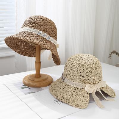 Summer Hats For Women Sun Hat Wide Brimmed Foldable Handmade Bow Bucket Hat Female Sunshade Korean Style Sunhat New