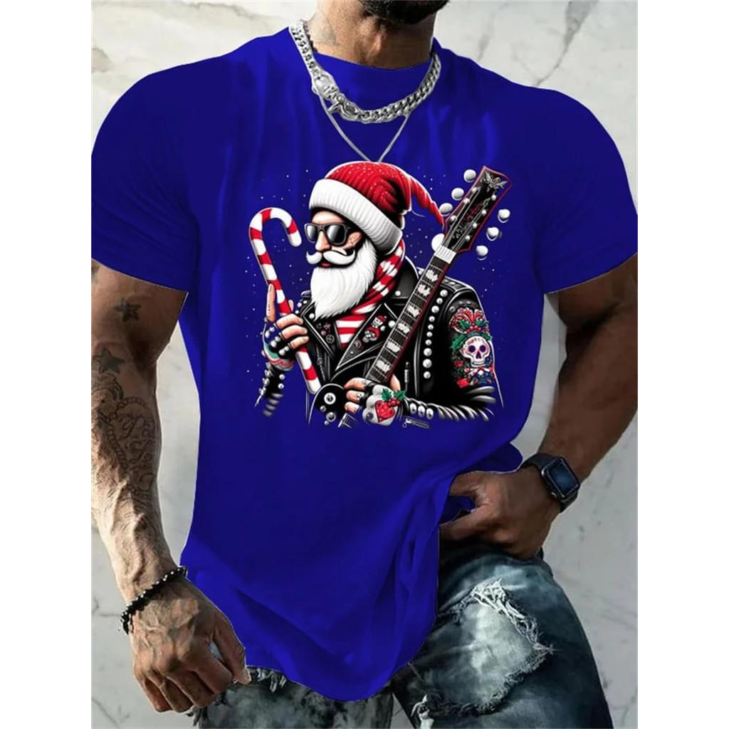 Christmas T-shirt Fun 3D Santa Claus Printed Top T-shirt Dj Men's Clothing Kawaii T-shirt Holiday Leisure Harajuku Colorful Men's Clothing