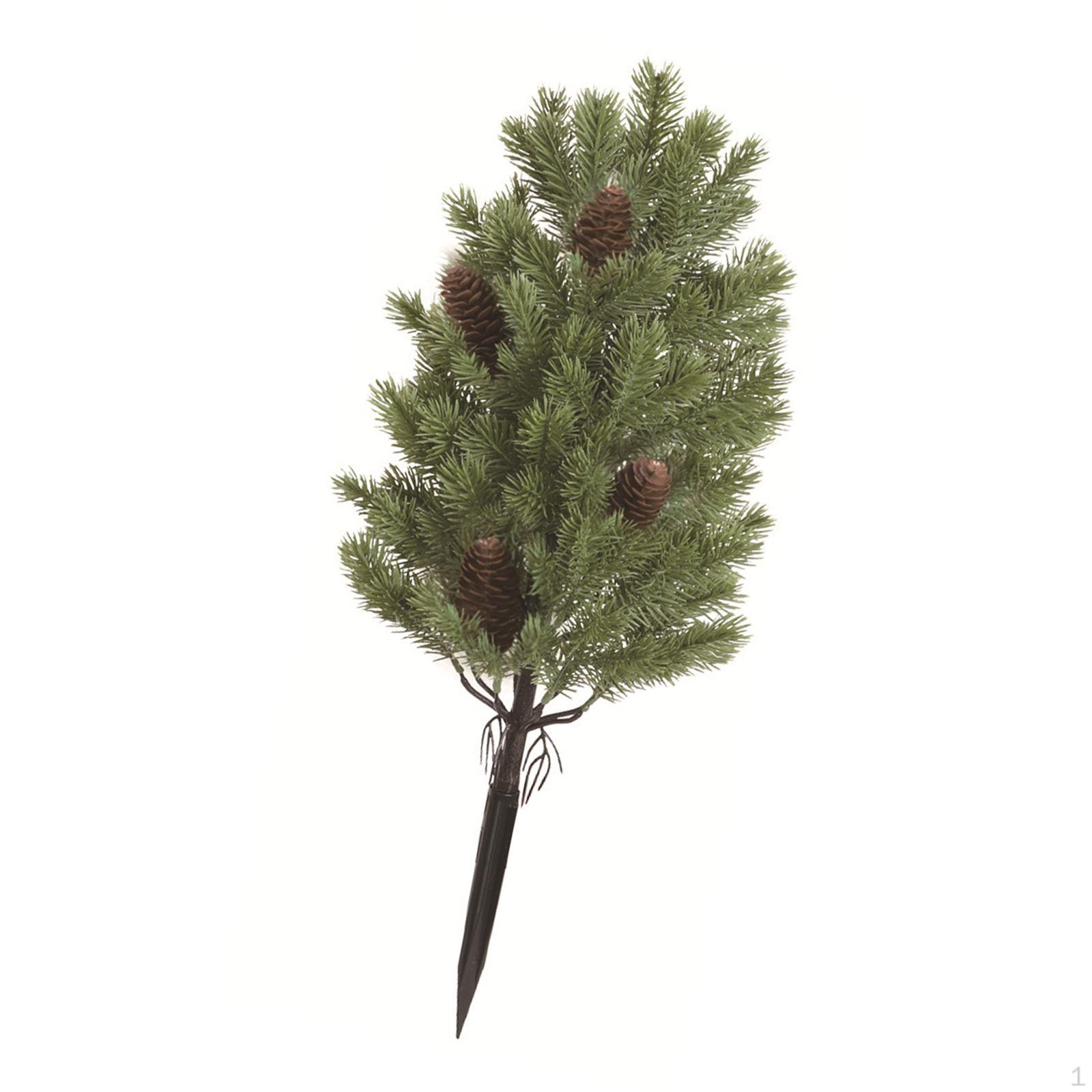 

Artificial Christmas Tree Branch Greenery Shrubs with Cones Garden Stake for Front Porch зелений