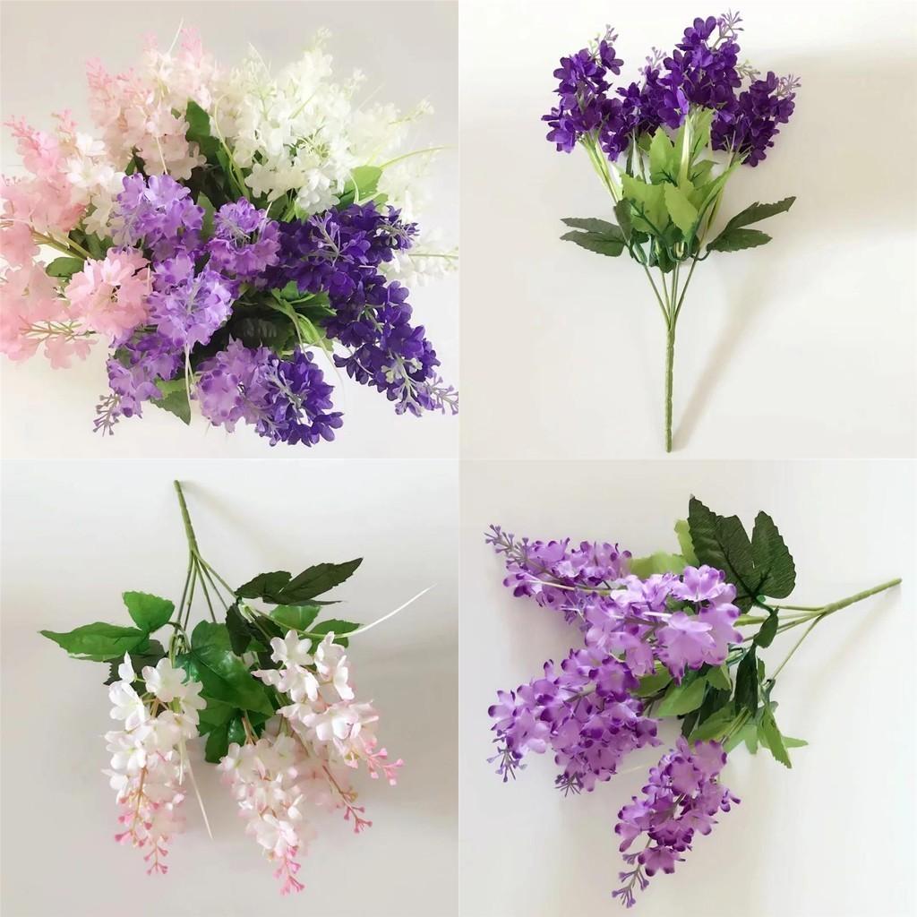 Beautiful 5 Heads Artificial Hyacinth Fake Silk Flowers Bouquet For Wedding And Home Decor