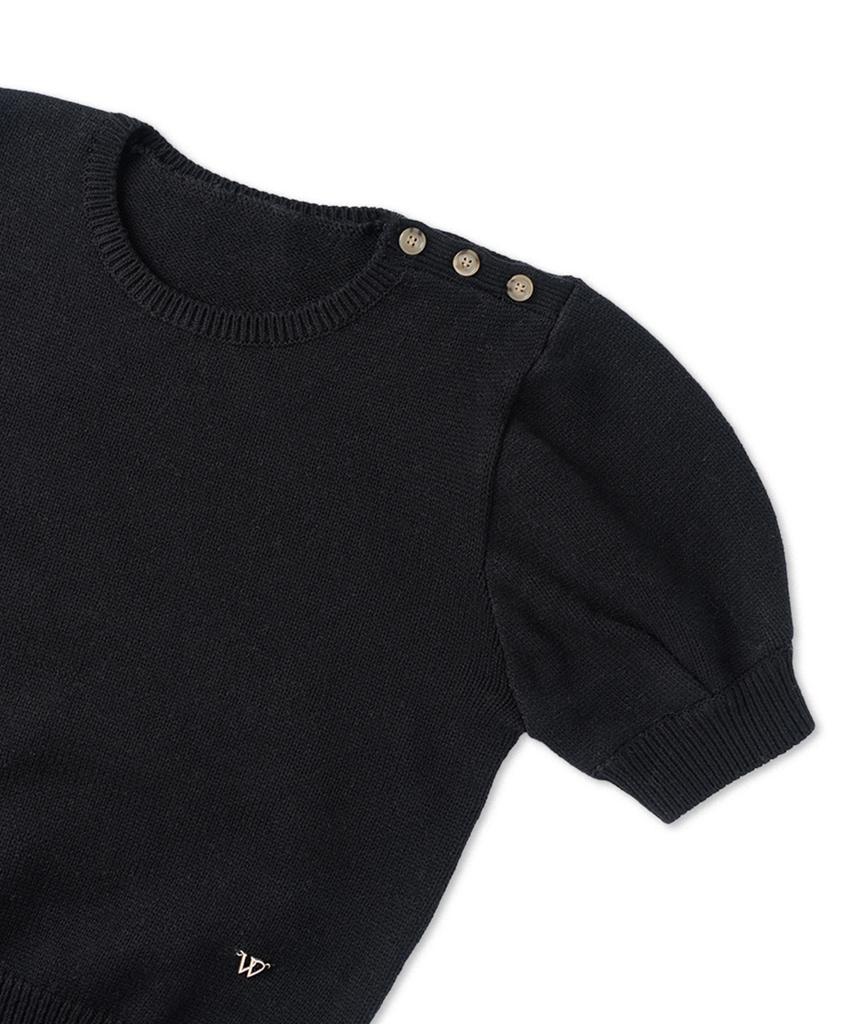 WITHOUT SUMMER Slim Button Half Knit_Black