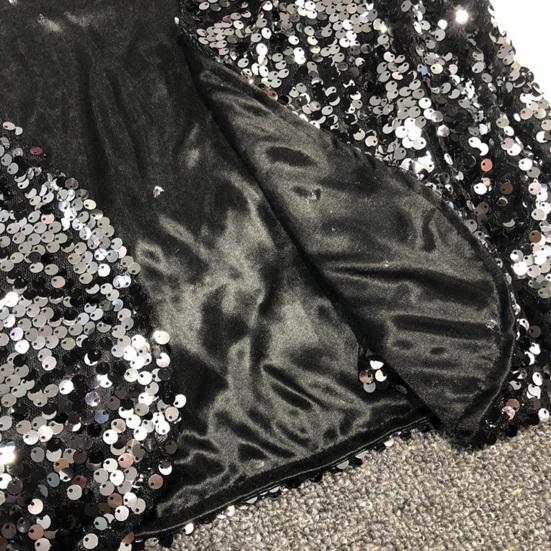 Women's Sequin Shrug Open Front Long Sleeve Cropped Bolero Jackets Sparkly Party Club Going Out Cardigan