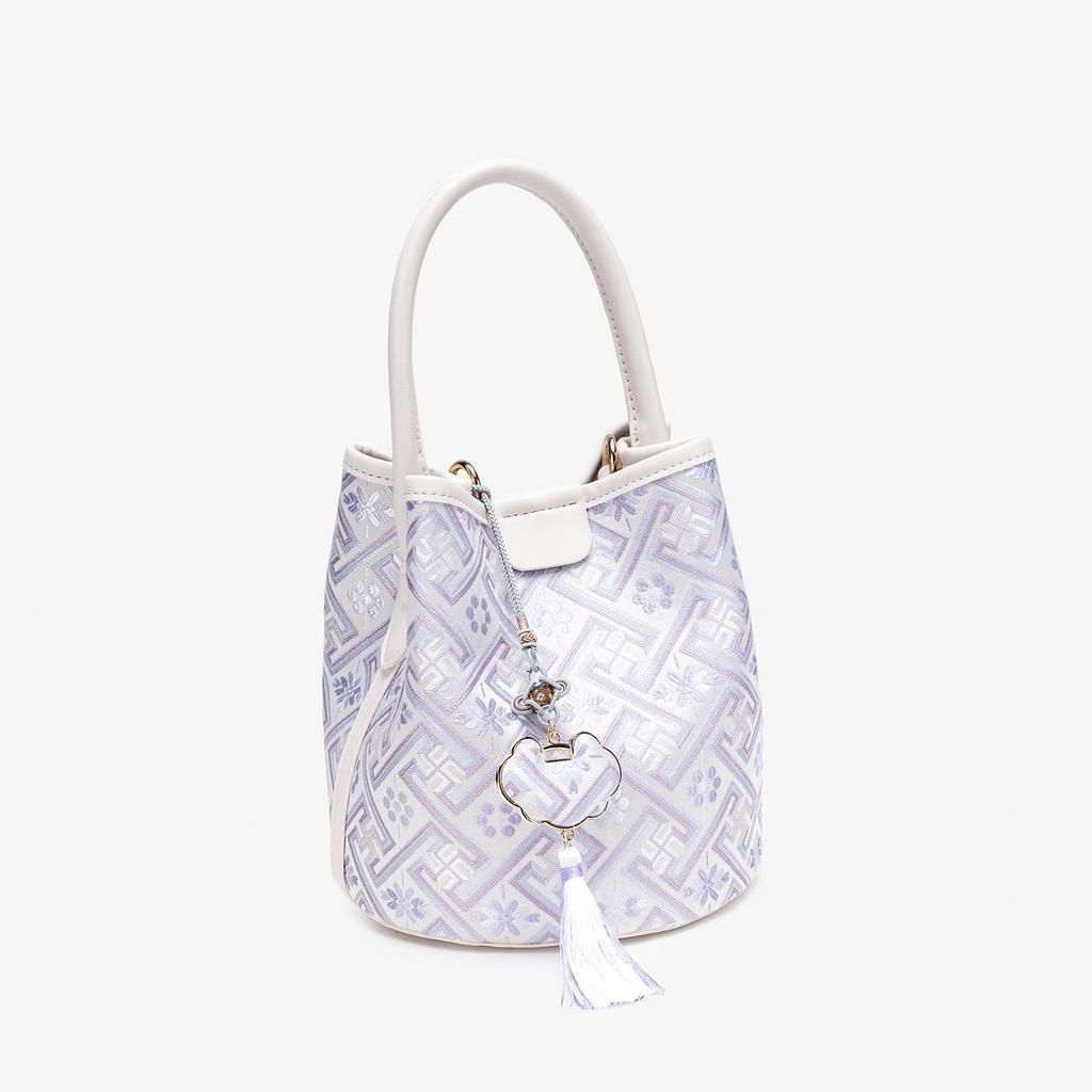 Guangxi Zhuang Brocade Women's Large Capacity Soft Leather Bucket Tote Bag - 2026 New Design