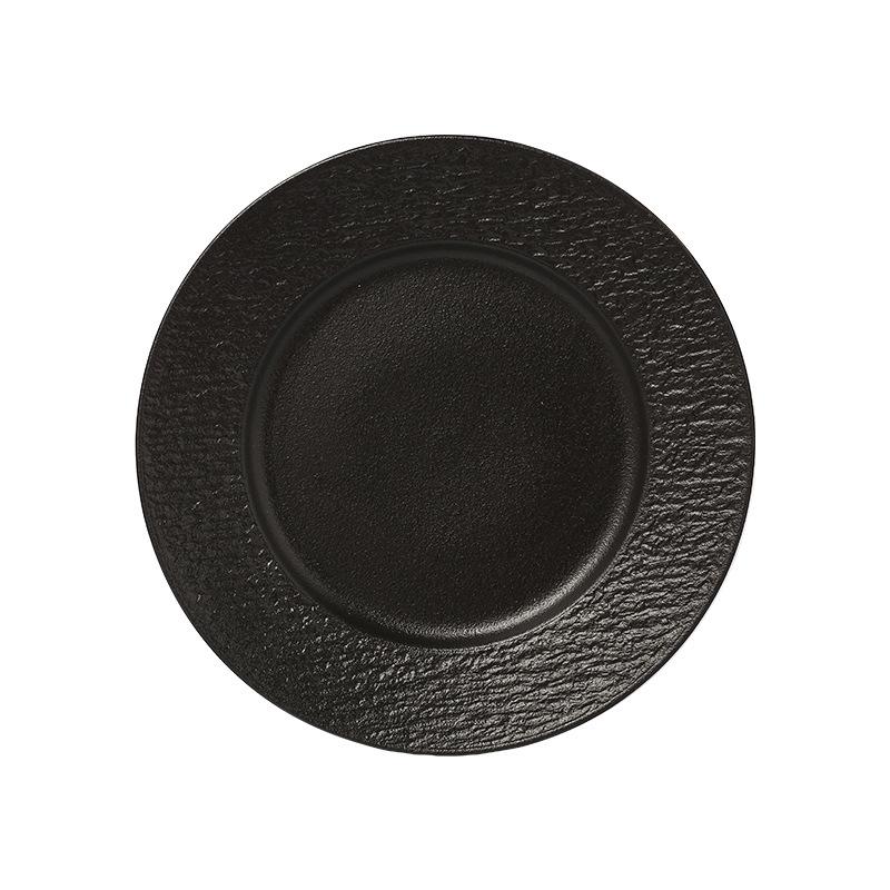 New Black Ceramic Frosted Steak Plate High-End Restaurant High Temperature Resistant Western Food Plate Pasta Plate Japanese Material Sashimi Plate