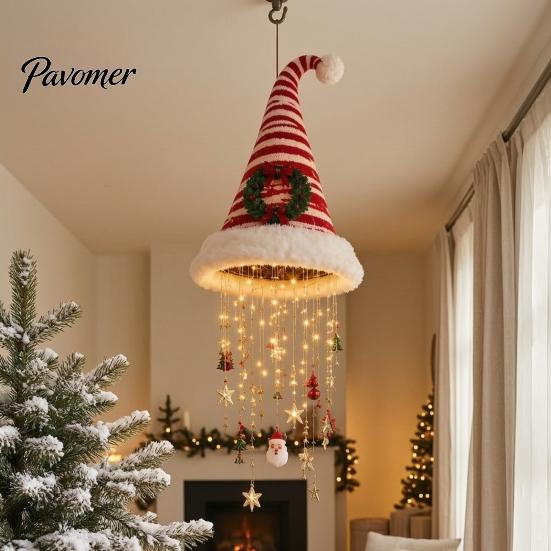 Šventinės Atmosferos Dekoracijų Rinkinys Šviečianti Kalėdų Senelio Kepurė Kabantis Šviestuvas „Pasidaryk Pats“ Rinkinys, Šiltų LED Kalėdinių Girliandų Rinkinys Pakabukas su Žvaigždės Kutais,