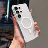 3D Stripes Transparent Magnetic Phone Case for Samsung Galaxy S24 S25 S26 Ultra Plus Wireless Charge Ultra Slim Shockproof Cover