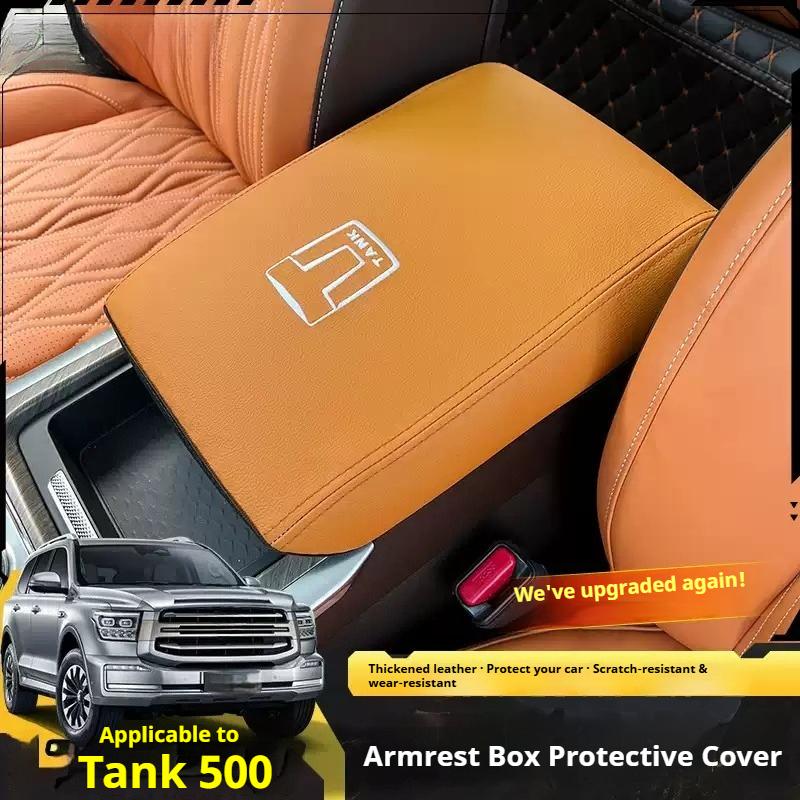For GWM Tank 500Hi4-T Car Handrail Box Leather Cover Leather Scratch-resistant Central Armrest Decoration Interior Accessories