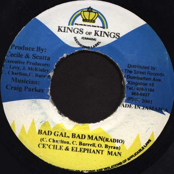 

7inch Record CE CILE & ELEPHANT MAN - Bad Gal, Bad Man NONE Kings of Kings 2001 Jamaica Reggae, Ska & Dub Used