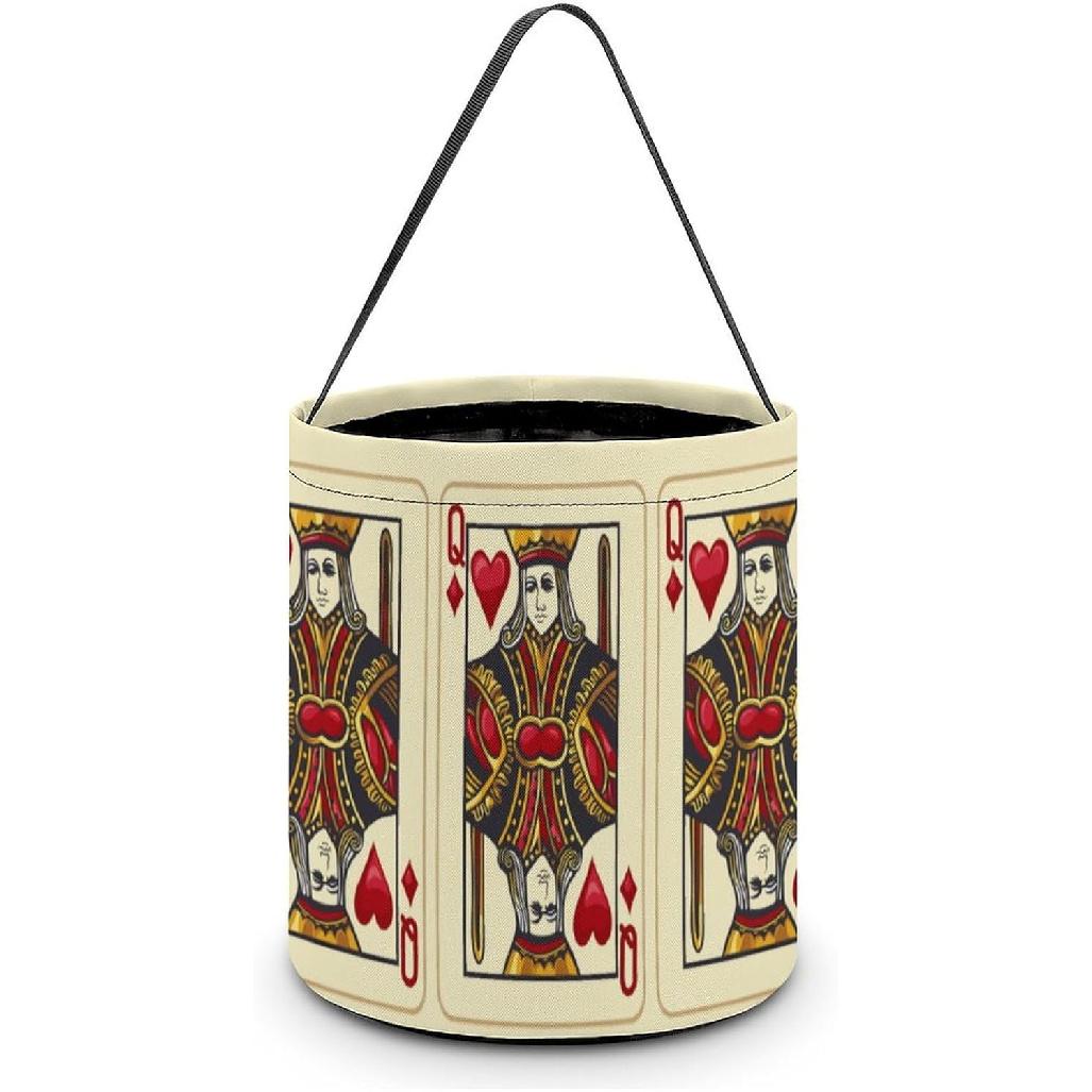 

Королева Червей Игральная Карта Покер Хэллоуин Конфеты Ведра Сумка-тоут Корзина для угощений Многоразовое украшение для вечеринки