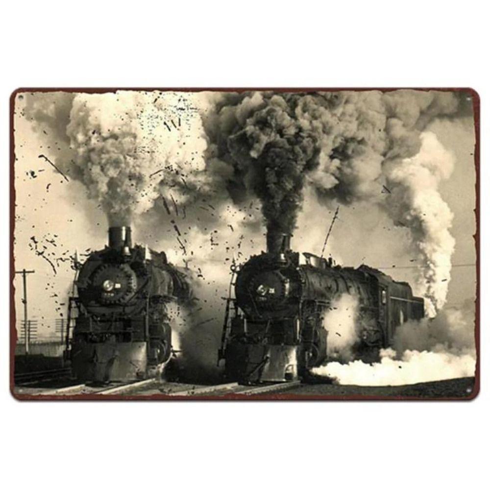 Metal Poster Classic Train Railway Landscape Wall Art Garage Home Decor