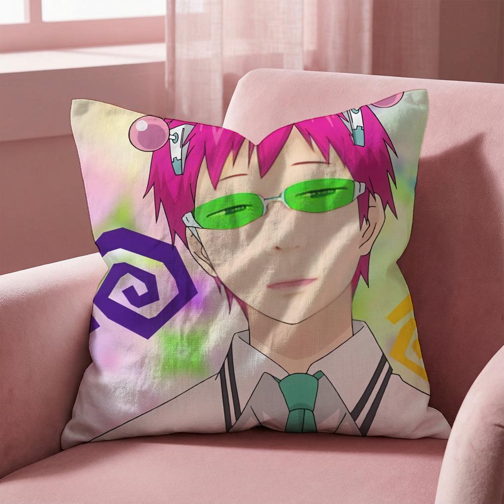 Hot Anime S-SaikiS K Cushion Cover Multi-Scene Pillow Cover for Home & Car - Reversible, Soft & Durable for Daily Use