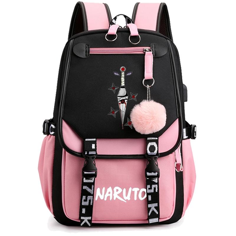 Anime Naruto Ryggsäck Canvas Bokväska Back To School Väska för flicka Pojke Tonåring Skolväska Ryggsäck Herr Dam Fritid Resväska
