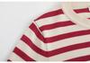 2025 Spring Plus Size Women's Striped Knit Cardigan - Simple, Round Neck, Korean Style, Slimming, Age-Reducing Sweater for 220 jin