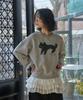 THE GREEN LAB Lovely Cat Crop Sweatshirt [Navy]