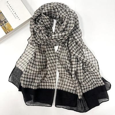 Versatile Retro Polka Dot Cotton-Linen Gauze Scarf: Perfect for Spring & Autumn, Sun Protection & Air Conditioning