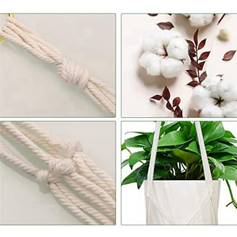 ABFS 4 Piece Hanging Planters Baskets With 4 Hanging Hooks Cotton Rope Macrame Plant Hanger