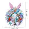 Colorful Easter Bunny Door Wreath with Handmade Ribbon and Creative Rabbit Design for Festive Holiday Decoration