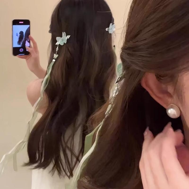 Spiritual Hair Clip Butterfly Tassel Hair Clip Female Long Tassel Pendant Hair Accessories Super Fairy Niche Photo Headwear