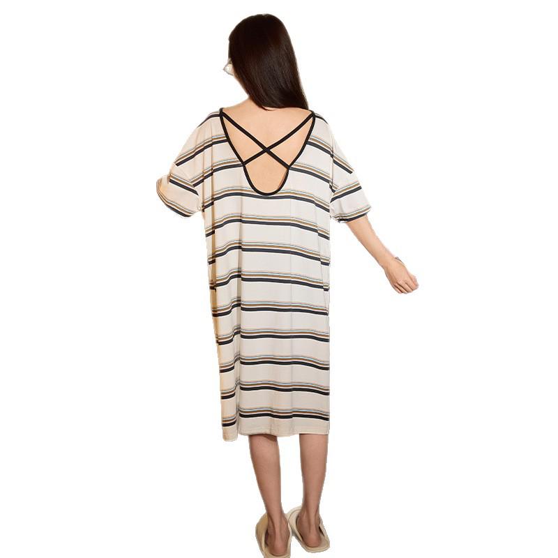 2026 Women's Cute Pajamas - Stretch Cotton-Blend, Short Sleeve Nightgown with Chest Pads for Summer
