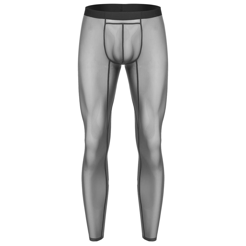 Mens Mesh Leggings See Through Stretchy Pants Elastic Waistband Lightweight Athletic Running Gym Tights